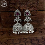 Beautiful Rhodium Plated American Diamond Earrings Jhumka