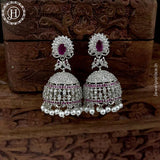 Beautiful Rhodium Plated American Diamond Earrings Jhumka