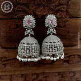 Beautiful Rhodium Plated American Diamond Earrings Jhumka
