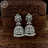Beautiful Rhodium Plated American Diamond Earrings Jhumka