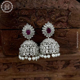 Beautiful Rhodium Plated American Diamond Earrings Jhumka