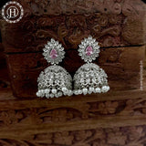 Beautiful Rhodium Plated American Diamond Earrings Jhumka
