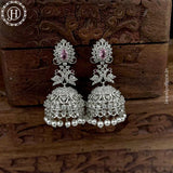 Beautiful Rhodium Plated American Diamond Earrings Jhumka