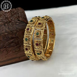Beautiful Gold Plated Matte Finish Temple Bangles
