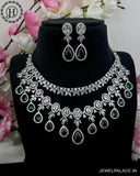 Beautiful Rhodium Plated Alloy AD Stone Two Layers Premium Necklace JH4118