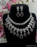 Beautiful Rhodium Plated Alloy AD Stone Two Layers Premium Necklace JH4118
