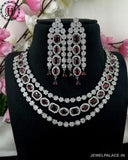 Beautiful Rhodium Plated Alloy AD Stone Three Layers Premium Necklace JH4125