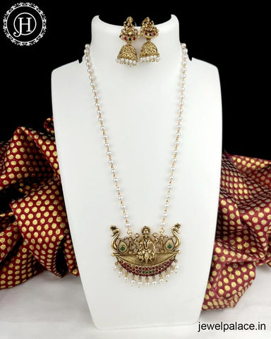Beautiful Gold Finish Lakshmi Design Necklace Set