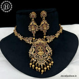 Beautiful Gold Finish Kemp Stone Temple Design Necklace  JH4159