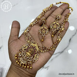 Beautiful Gold Finish Kemp Stone Temple Design Necklace  JH4159