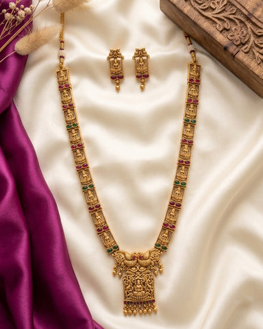 Beautiful Gold Finish Lakshmi Design Haram Set JH4184