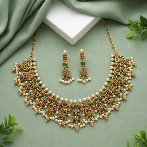 Elegant Gold Plated AD Stone Premium Quality Necklace JH4188