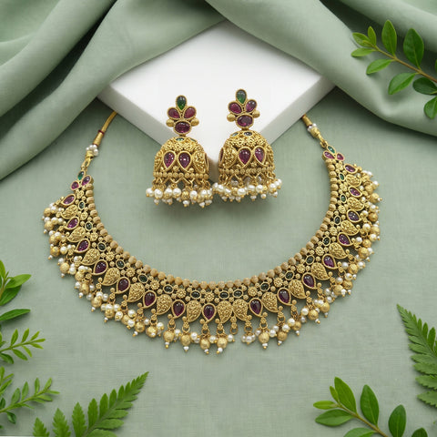 Exclusive Gold Plated Kemps AD Stone Premium Necklace JH4197