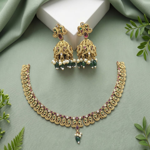 Exclusive Gold Plated Kemps AD Stone Premium Necklace JH4201