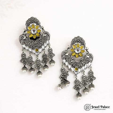 Beautiful Oxidised German Silver Plated Designer Earrings JH4234