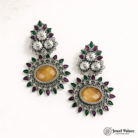 Beautiful Oxidised German Silver Plated Designer Earrings JH4235