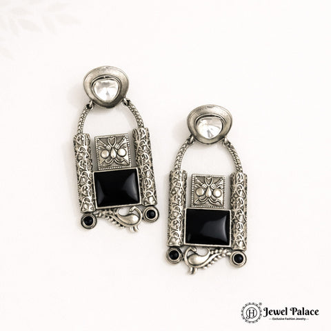 Beautiful Oxidised German Silver Plated Designer Earrings JH4237