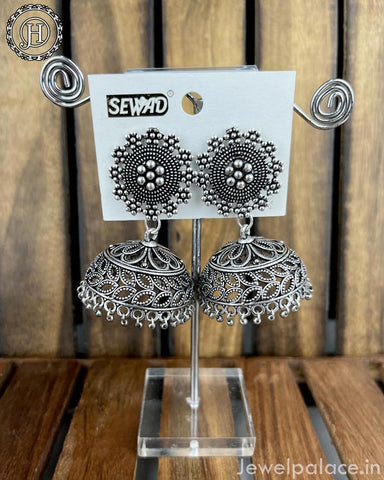 Oxidised Silver Plated Jhumka Earrings  JH4352