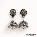 Oxidised Silver Plated Jhumka Earrings JH4356