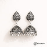Oxidised Silver Plated Jhumka Earrings JH4357
