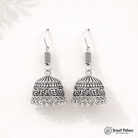Oxidised Silver Plated Jhumka Earrings JH4477