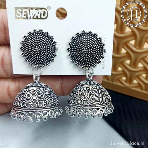 Oxidised Silver Plated Jhumka Earrings JH4481 – Jewel Palace