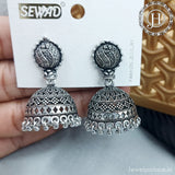 Oxidised Silver Plated Jhumka Earrings JH4482