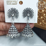 Oxidised Silver Plated Jhumka Earrings JH4483