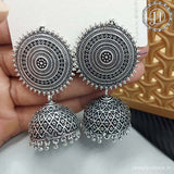 Oxidised Silver Plated Jhumka Earrings JH4484