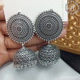 Oxidised Silver Plated Jhumka Earrings JH4484