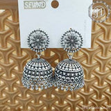 Oxidised Silver Plated Jhumka Earrings JH4485