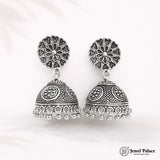Oxidised Silver Plated Jhumka Earrings JH4486