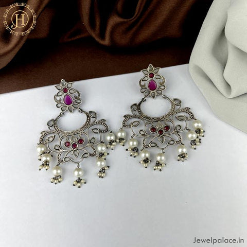 Beautiful Oxidised Silver Plated Earrings JH4651