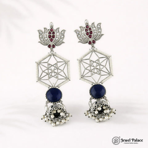 Beautiful Oxidised Silver Plated Earrings JH4657