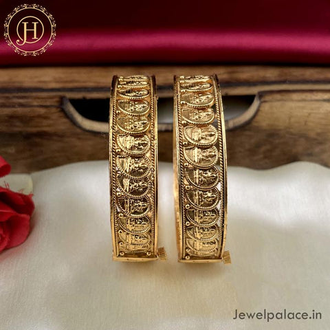 Premium Quality Gold Plated Matte Finish Temple Bangles JH4693