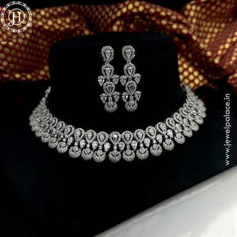 Fine Quality AD Stone Necklace JH4743 (Silver)