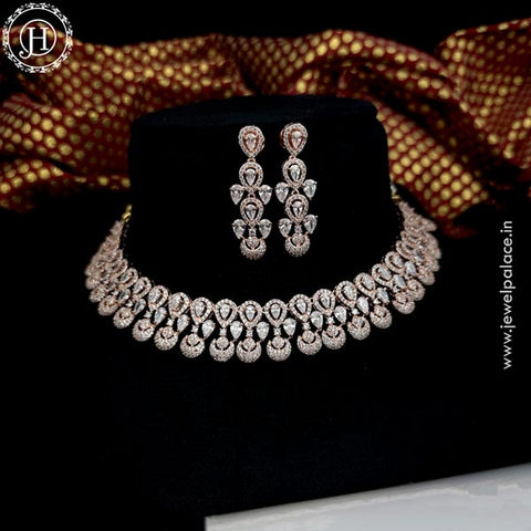 Fine Quality AD Stone Necklace JH4744 (Rose Gold)