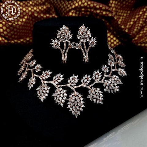 Fine Quality AD Stone Necklace JH4746 (Rose Gold)