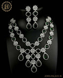 Beautiful Rhodium Plated Alloy AD Stone Two Layers Premium Necklace JH4766