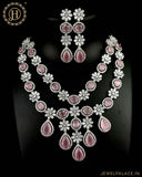 Beautiful Rhodium Plated Alloy AD Stone Two Layers Premium Necklace JH4766