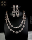 Beautiful Rhodium Plated Alloy AD Stone Two Layers Premium Necklace JH4899