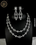 Beautiful Rhodium Plated Alloy AD Stone Two Layers Premium Necklace JH4899