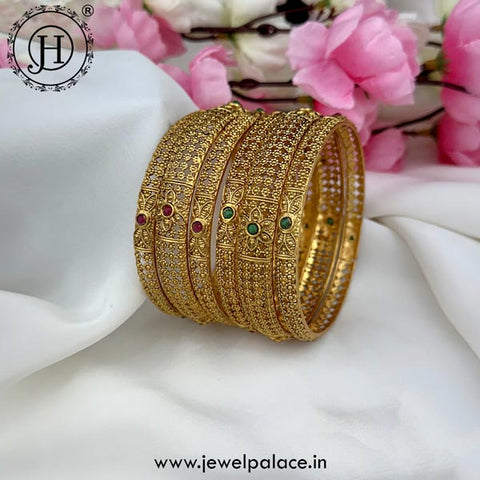 Exclusive Gold Plated Kemp Stone Traditional Bangles JH5013