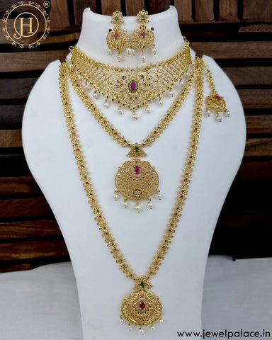 Elegant Micro Gold Plated AD Stone Premium Quality Combo Set JH5042