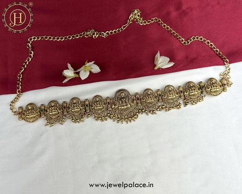 Beautiful Gold Plated Kemps Stone Temple Hip Chain Vadanam JH5302