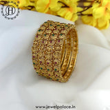 Exclusive Gold Plated Kemp Stone Temple Bangles JH5112
