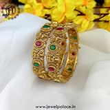 Exclusive Gold Plated Kemp Stone Temple Bangles JH5113