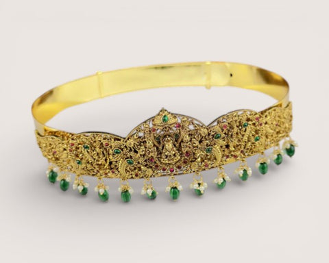 Beautiful Gold Plated Adjustable Temple Hip Belt Kamarband For Kids JH5252