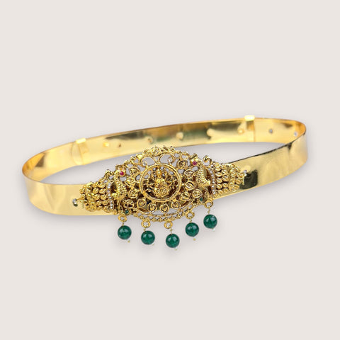 Beautiful Gold Plated Adjustable Temple Hip Belt Kamarband For Kids JH5255