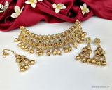 Elegant Gold Plated Temple Choker Set With Earrings JH5257